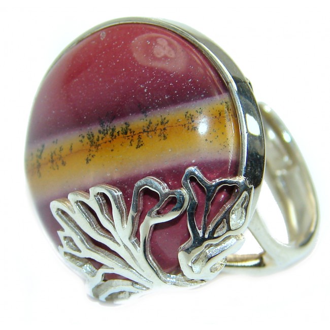 Huge Flawless Australian Mookaite .925 Sterling Silver handcrafted Ring size 7 adjustable
