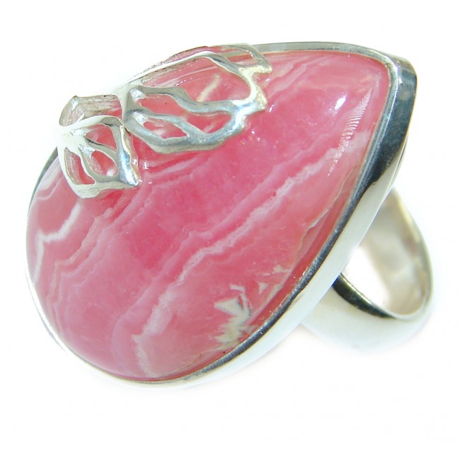 Top Quality Rhodochrosite .925 Sterling Silver handmade ring size 8