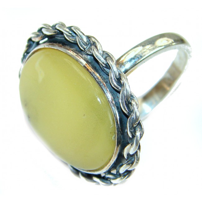 Genuine Butterscotch Baltic Polish Amber .925 Sterling Silver handmade Ring size 8 1/4
