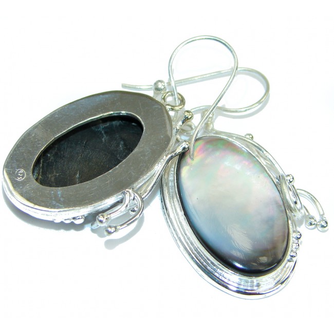 Huge Blister Pearl Peridot .925 Sterling Silver handmade earrings
