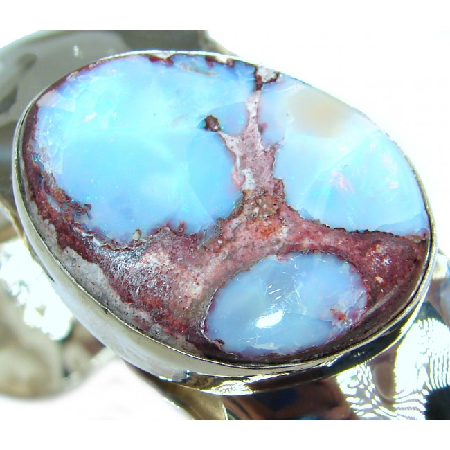 Norwegian Northern Lights Boulder Opal handmade .925 Sterling Silver Bracelet / Cuff