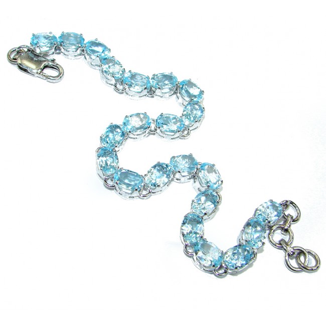 Authentic Swiss Blue Topaz .925 Sterling Silver handmade Bracelet