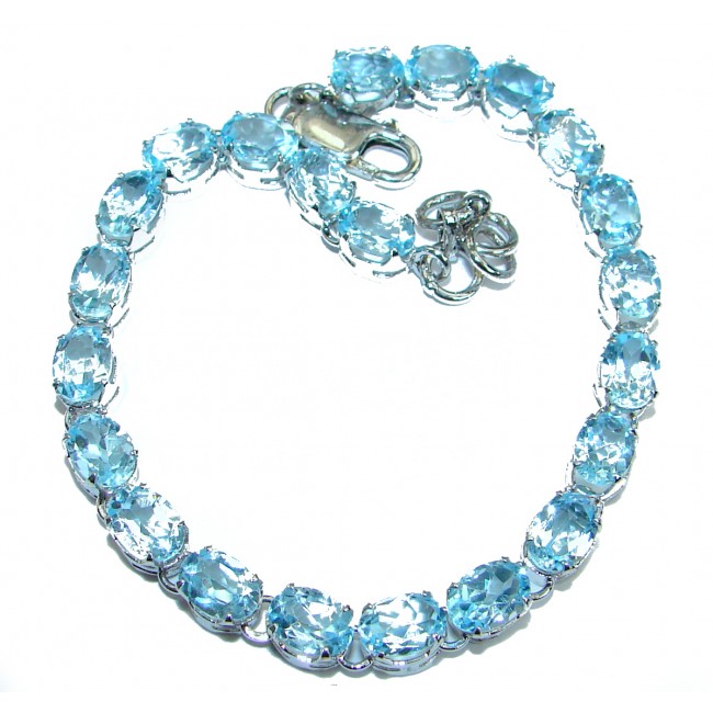 Authentic Swiss Blue Topaz .925 Sterling Silver handmade Bracelet