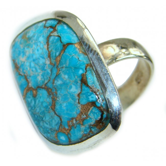 Copper Turquoise .925 Sterling Silver ring; s. 7