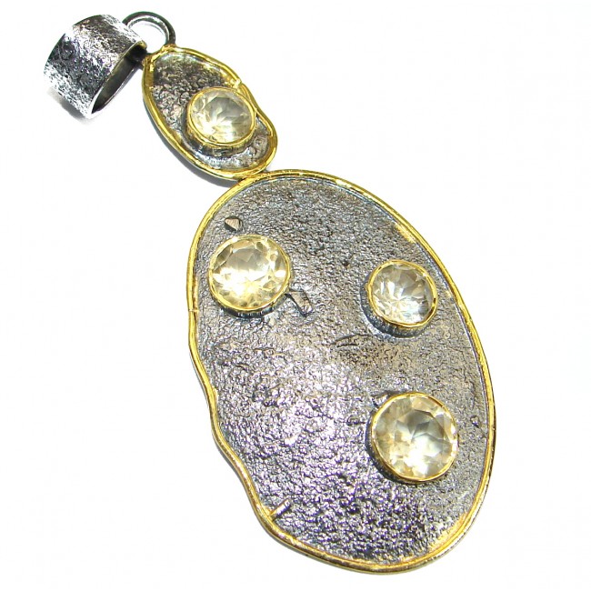 Unique Design Genuine Citrine .925 Sterling Silver handcrafted pendant