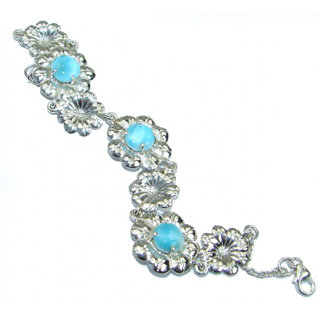 Huge Fine Art Blue Larimar .925 Sterling Silver handcrafted Bracelet