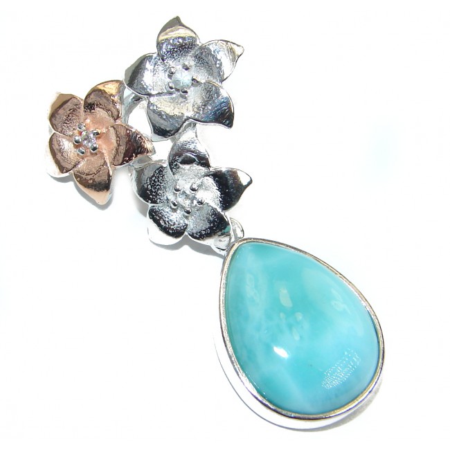 Blue Treasure genuine Larimar .925 Sterling Silver handmade pendant