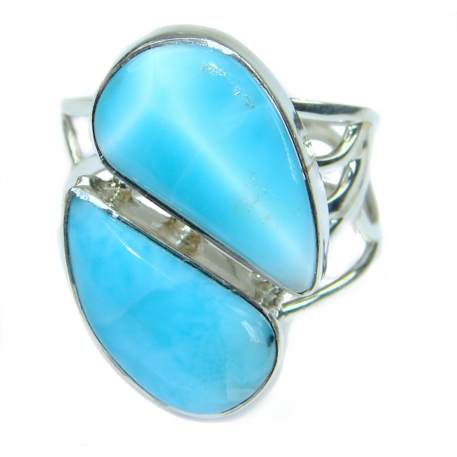 Natural 45 ct Larimar .925 Sterling Silver handcrafted Ring s. 9