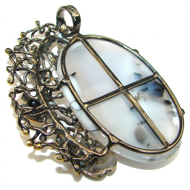 Perfect quality Dendritic Agate Gold over .925 Sterling Silver handmade Pendant