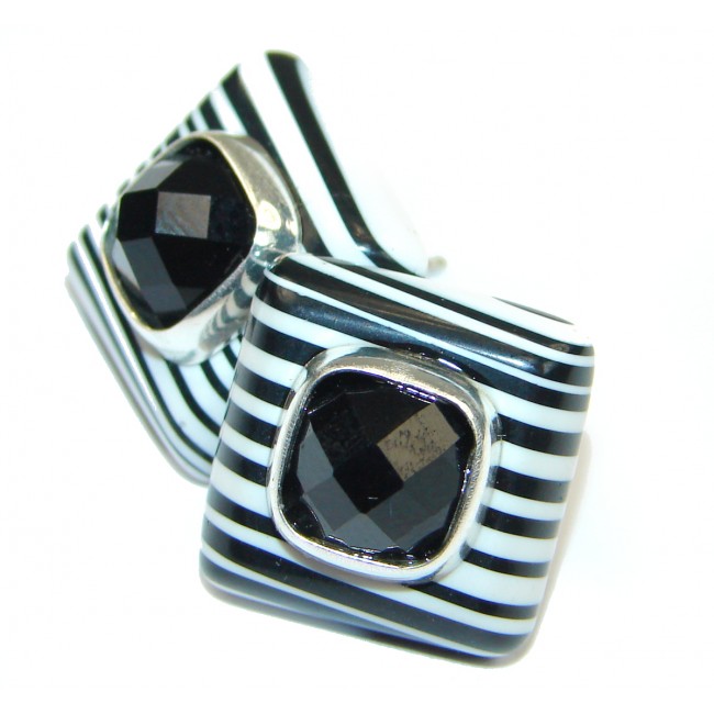 One in the world genuine Onyx .925 Sterling Silver handmade earrings