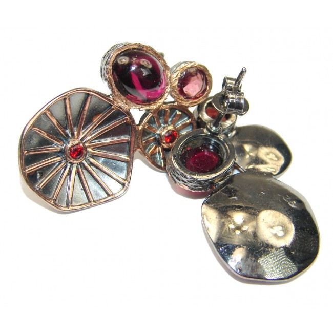 Authentic Garnet Rose Gold Rhodium over .925 Sterling Silver handmade earrings