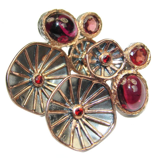 Authentic Garnet Rose Gold Rhodium over .925 Sterling Silver handmade earrings