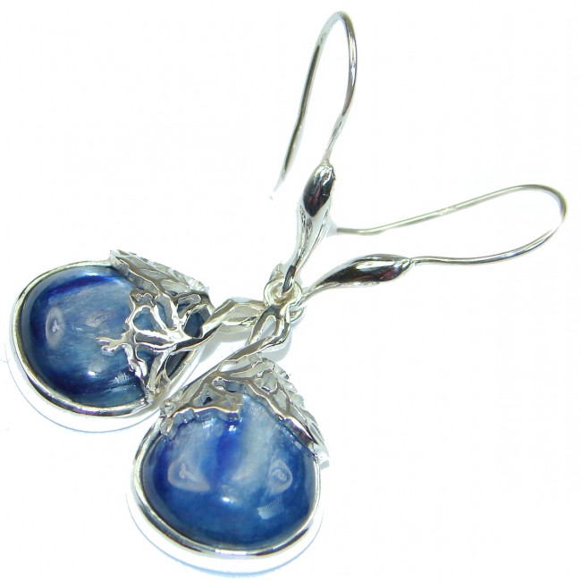 Nature inspired Design genuine Kyanite .925 Sterling Silver handcrafted earrings