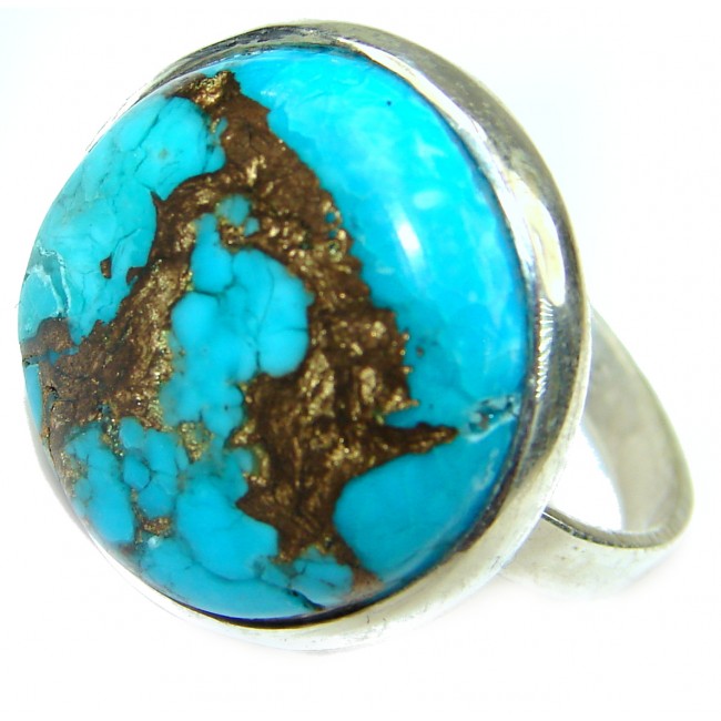 Copper Turquoise .925 Sterling Silver ring; s. 9 3/4