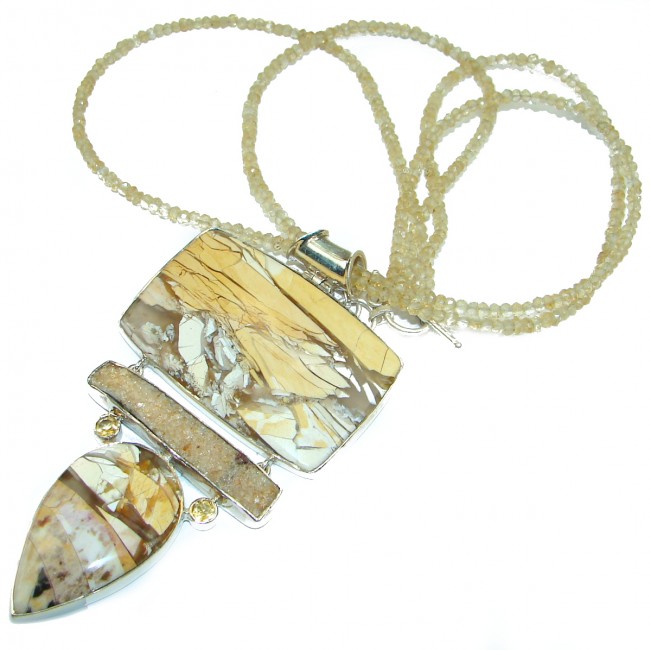 Excellent quality Australian Brecciated Mookaite Rough Citrine .925 Sterling Silver handmade necklace