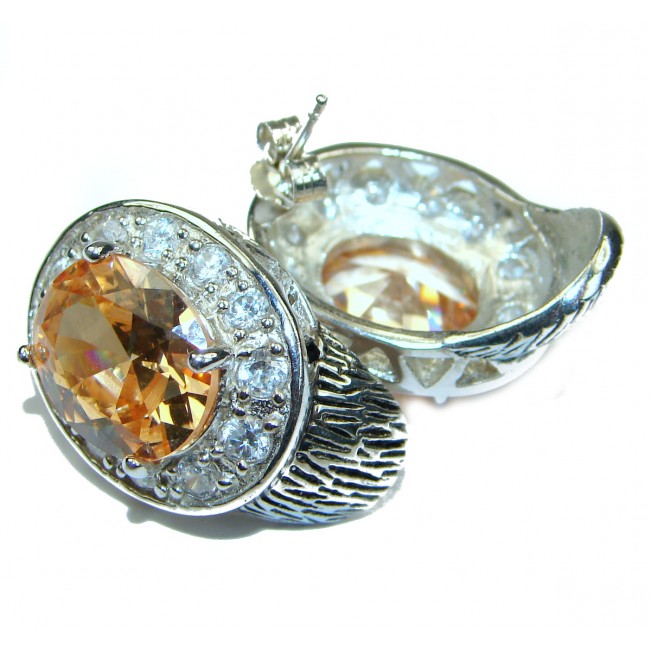 Genuine Golden Topaz .925 Sterling Silver handmade Earrings