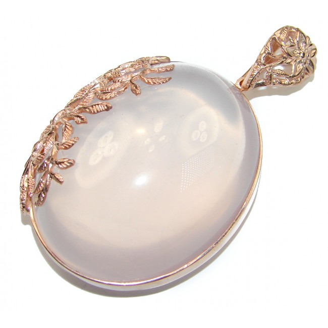 195 CT Rose Quartz 18ct Rose Gold over .925 Sterling Silver handcrafted Pendant