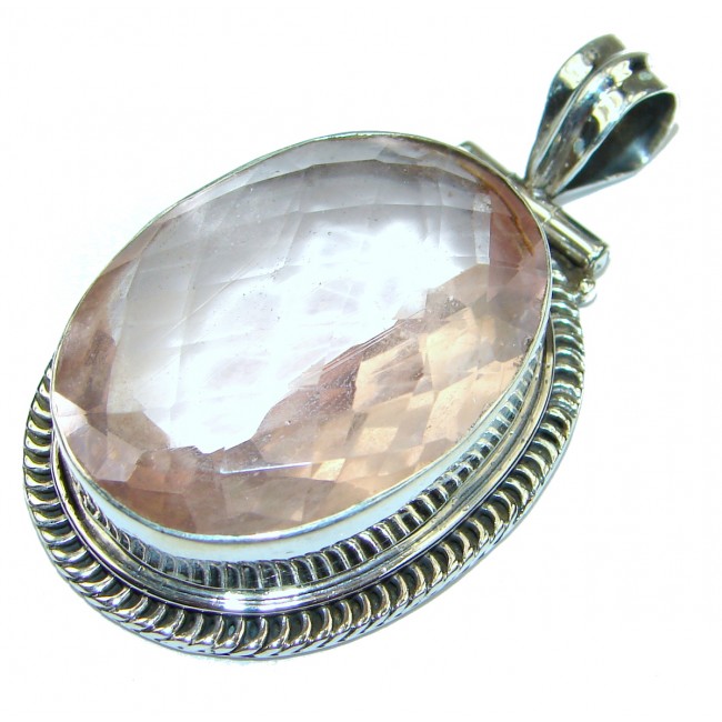 Royal Peachy Quartz .925 Sterling Silver handmade Pendant