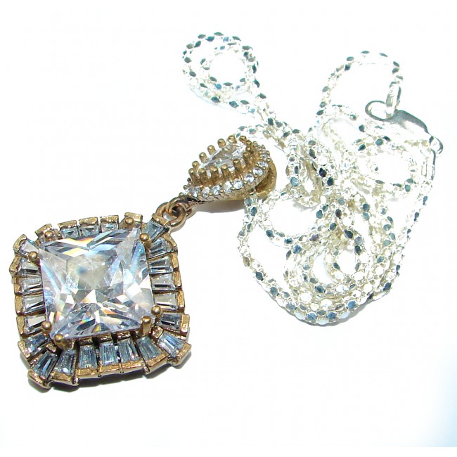 Victorian Style White Topaz .925 Silver necklace