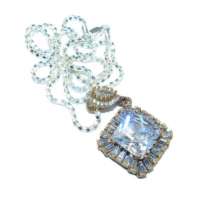 Victorian Style White Topaz .925 Silver necklace