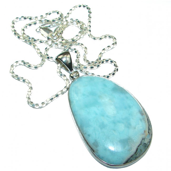 Chunky genuine Larimar .925 Sterling Silver handcrafted necklace
