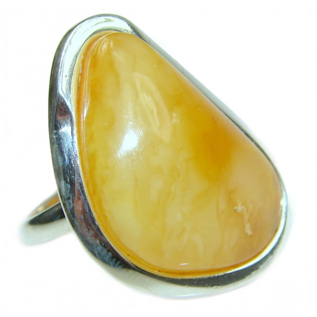 Genuine Butterscotch Baltic Polish Amber .925 Sterling Silver handmade Ring size 8 1/4