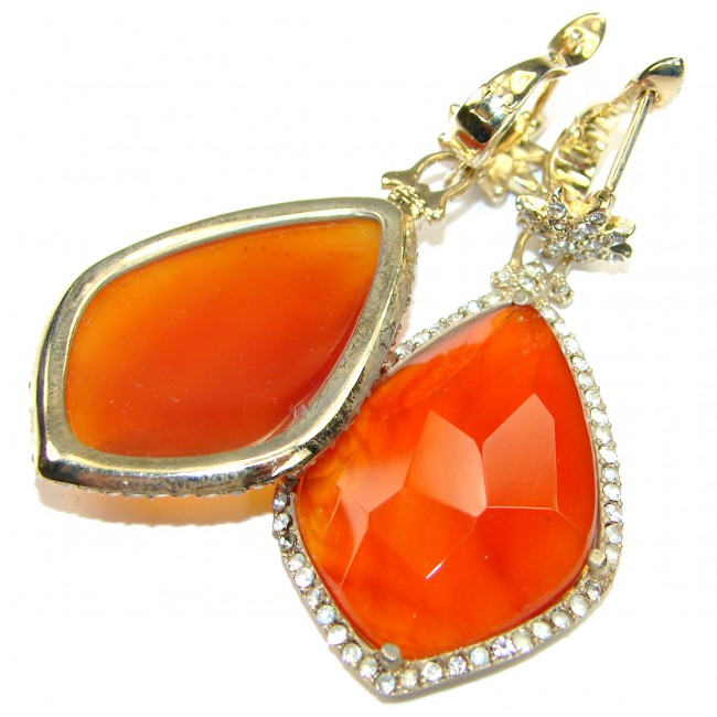 Sublime Orange Carnelian .925 Sterling Silver handmade statemennt earrings