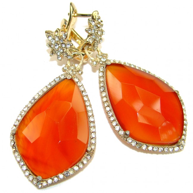 Sublime Orange Carnelian .925 Sterling Silver handmade statemennt earrings