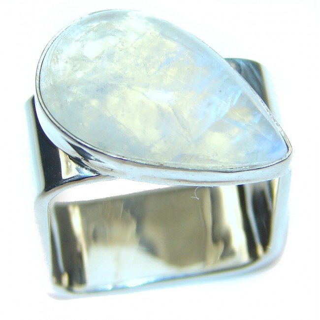 Fire Moonstone .925 Sterling Silver handcrafted ring size 6