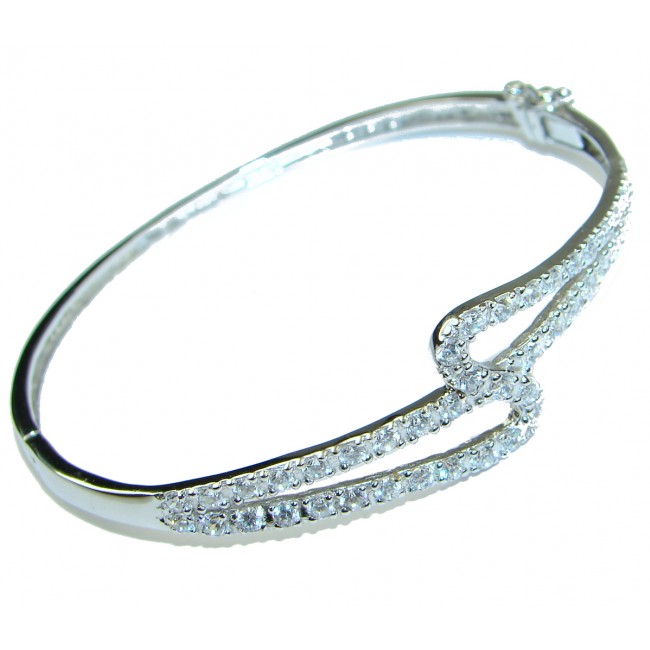 Simple Style White Topaz .925 Sterling Silver Bracelet / Cuff