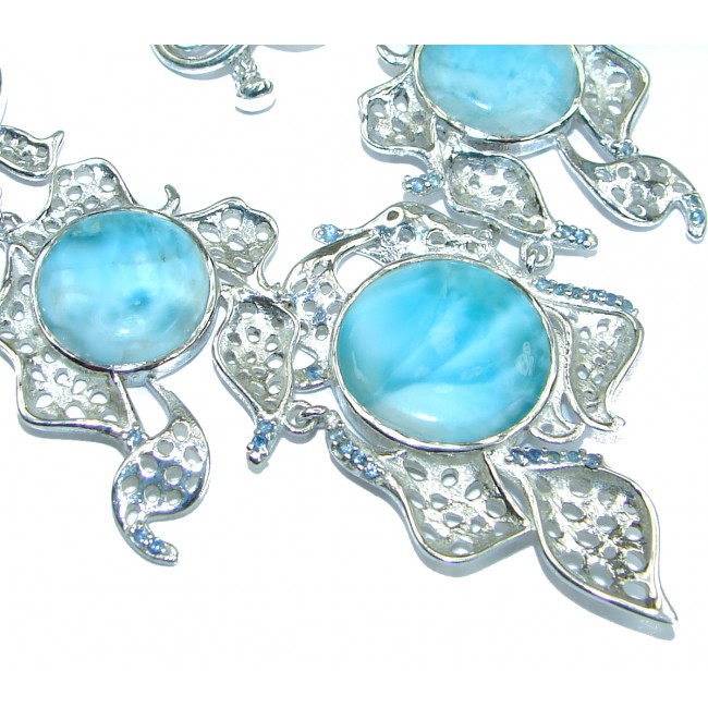 Ocean Inspired genuine Larimar Sapphire .925 Sterling Silver handmade necklace
