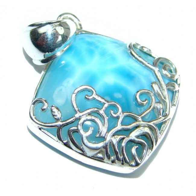 Blue Passion genuine Larimar .925 Sterling Silver handmade pendant