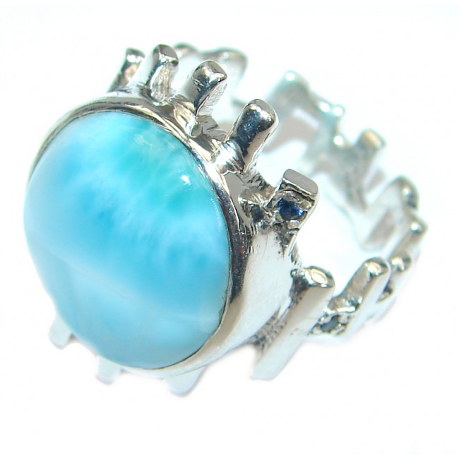 Modern Concept Blue Larimar .925 Sterling Silver handmade ring s. 7