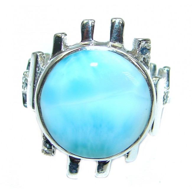 Modern Concept Blue Larimar .925 Sterling Silver handmade ring s. 7