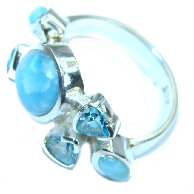 Modern Concept Blue Larimar .925 Sterling Silver handmade ring s. 6 1/4