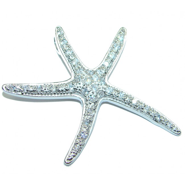Starfish Fancy White Topaz .925 Sterling Silver Pendant