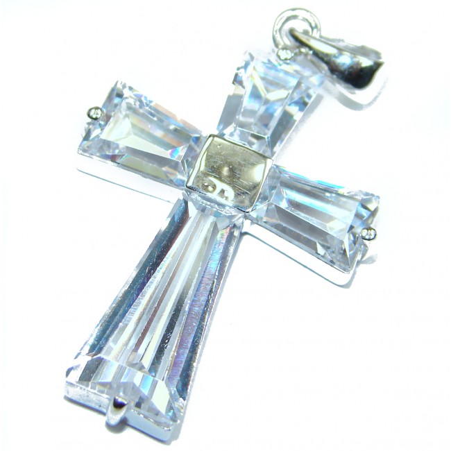 White Topaz Sterling Silver Pendant / Cross