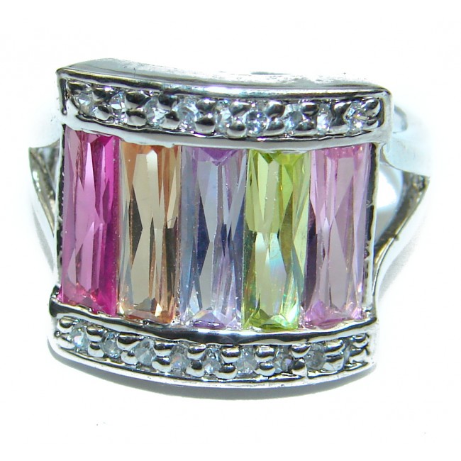 Cubic Zirconia .925 Sterling Silver Cocktail ring s. 8