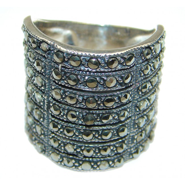 Genuine Marcasite .925 Sterling Silver handmade Ring size 6