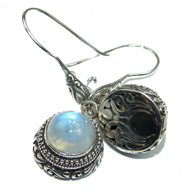 Perfect Fire Moonstone .925 Sterling Silver handmade earrings