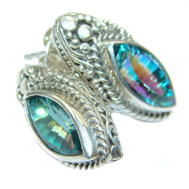 Mystical Eye Rainbow Magic Topaz .925 Sterling Silver handcrafted earrings