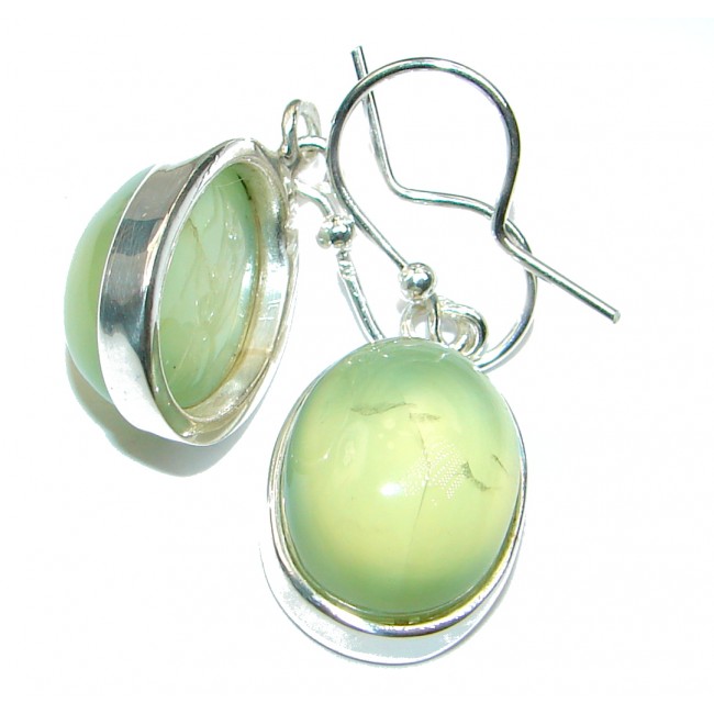 Juicy Authentic Moss Prehnite .925 Sterling Silver handmade earrings