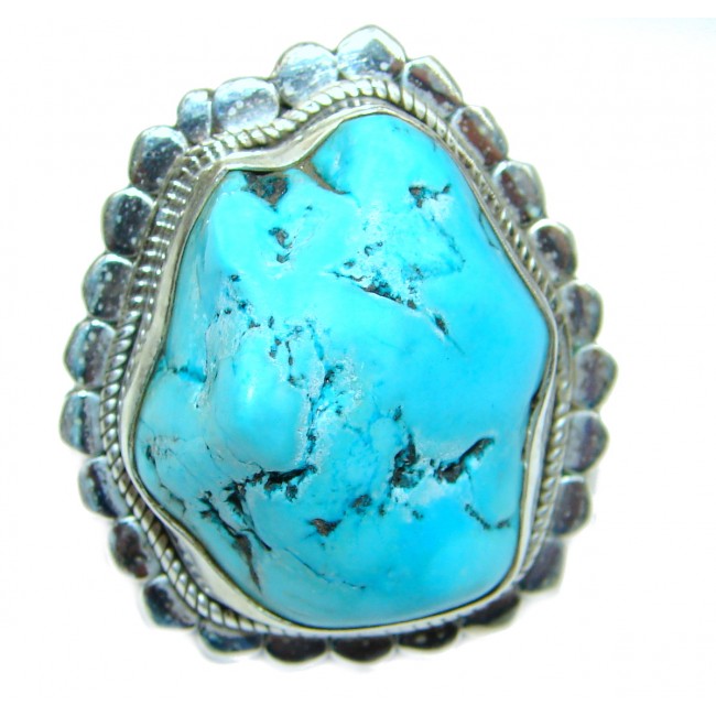 Turquoise .925 Sterling Silver handcrafted ring; s. 8 3/4
