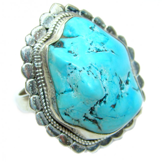 Turquoise .925 Sterling Silver handcrafted ring; s. 8 3/4