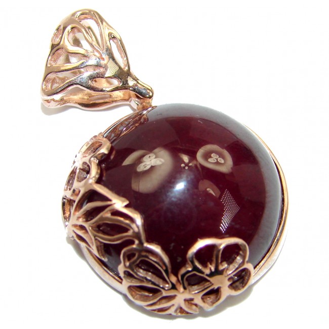 Beautiful genuine 45ct Garnet 18ct Rose Gold over .925 Sterling Silver handcrafted Pendant