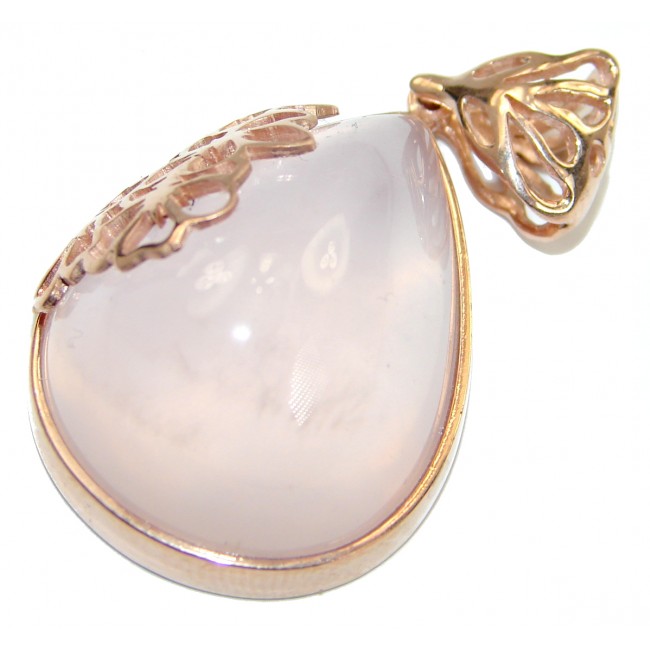 Perfection Rose Quartz 59ct Rose Gold over .925 Sterling Silver handcrafted Pendant