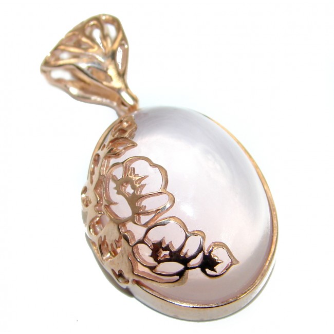 Perfection Rose Quartz 55ct Rose Gold over .925 Sterling Silver handcrafted Pendant