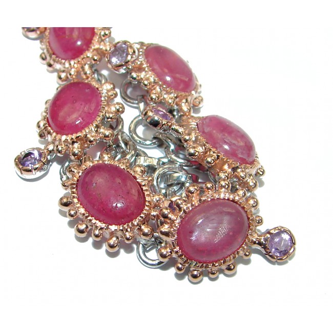 Flawless Passion Red Ruby 14K Gold over .925 Sterling Silver handcrafted Bracelet