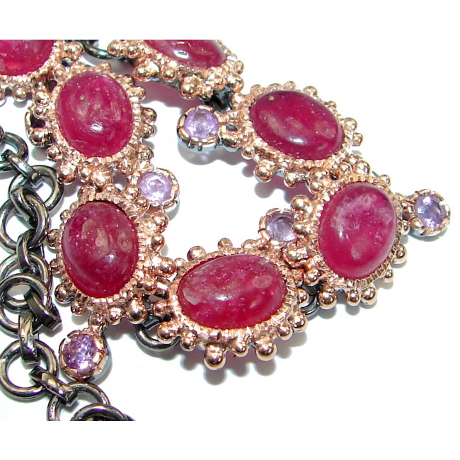 Flawless Red Ruby 14K Gold over .925 Sterling Silver handcrafted Bracelet