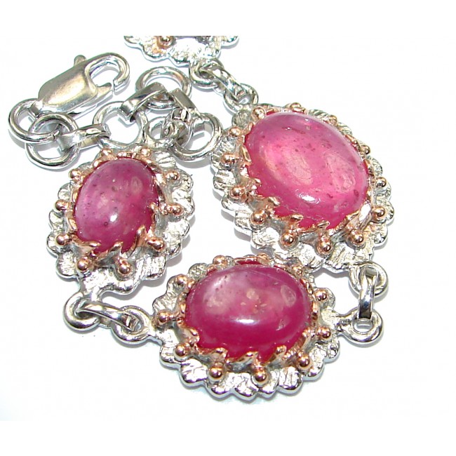 Authentic Red Ruby 14K Gold over .925 Sterling Silver handcrafted Bracelet